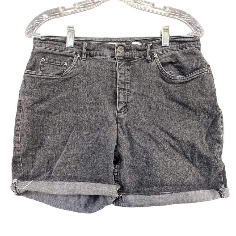 Talbots Women's Stretch Jean Shorts Gray Size 12 Cotton Spandex Blend Pockets